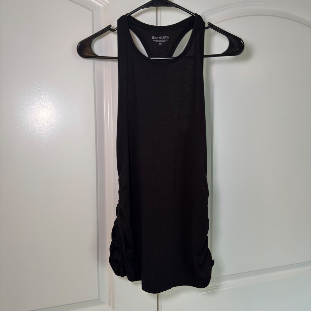 Athleta Womens Black Racerback Cinched Side Ruched Athletic Tank Top XS